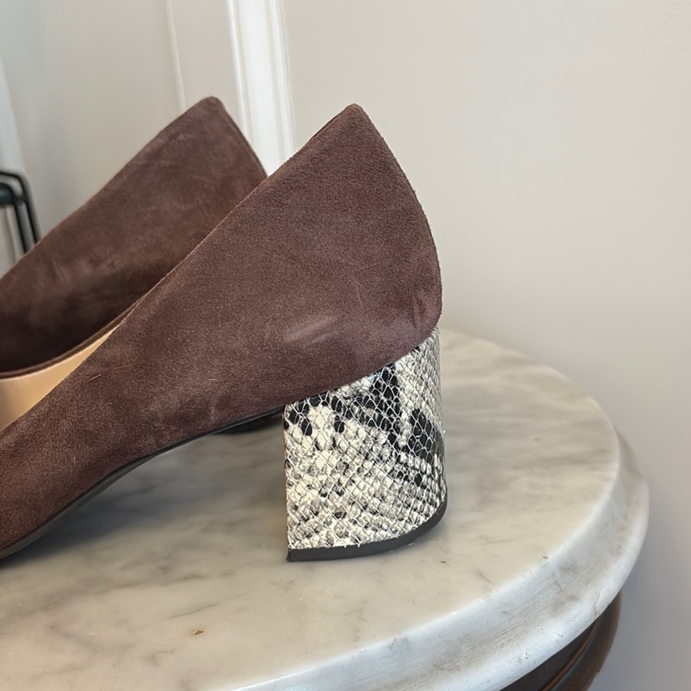 Cole Haan Suede Heels with Red and Snake Skin Accents - Picture 5 of 8